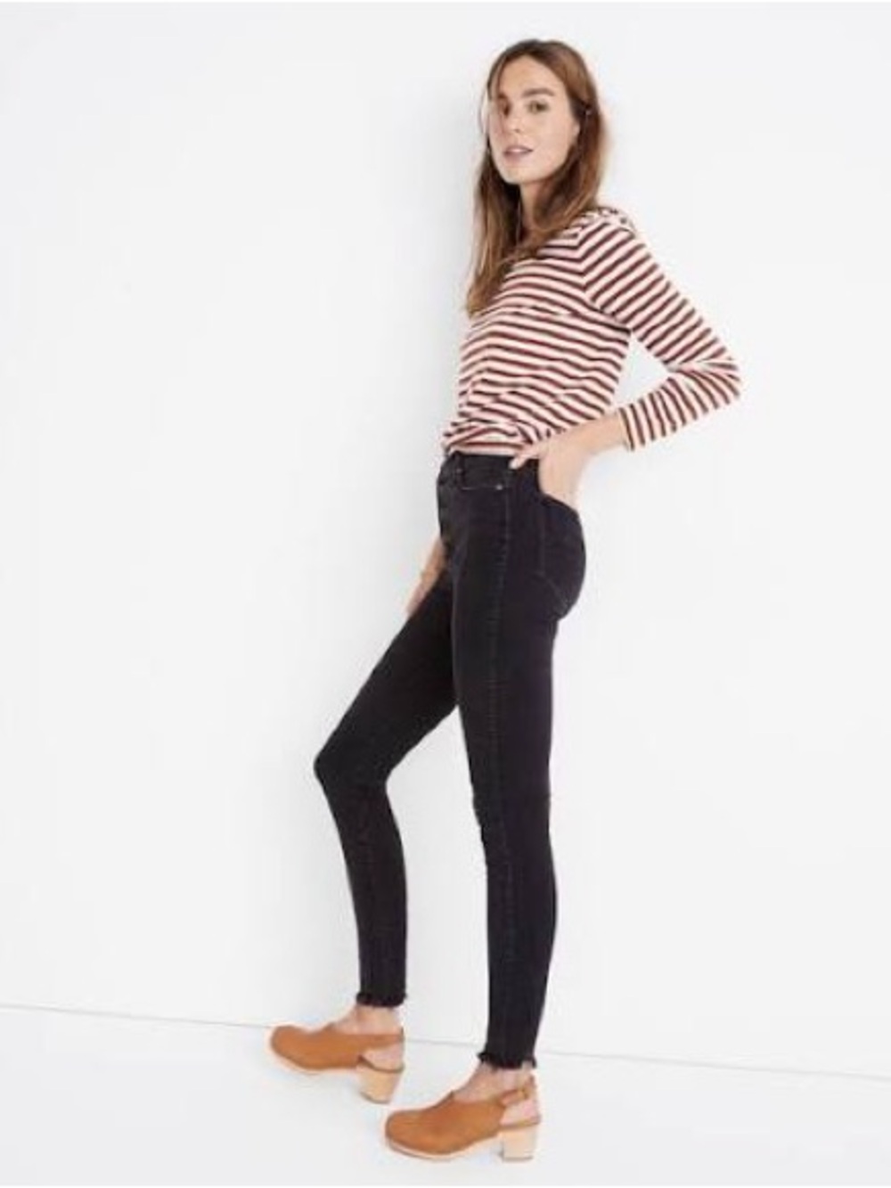 Madewell Black Skinny Jeans with Frayed Hem